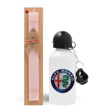Alfa Romeo, Easter Set, metallic aluminum bottle (500ml) & aromatic flat Easter candle (30cm) (PINK)