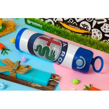 Alfa Romeo, Easter candle, Childrens hot water bottle, stainless steel, with safety straw, BLUE (500ml)