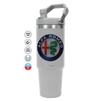 Alfa Romeo, GREY color, 890ml (30oz) stainless Steel Tumbler with Handle