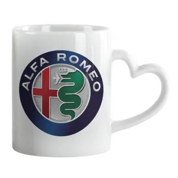 Alfa Romeo, Κούπα καρδιά χερούλι λευκή, κεραμική, 330ml