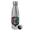 Metallic water bottle, stainless steel, 750ml