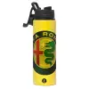 Metallic water bottle with safety lid, 850ml aluminum
