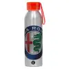 Aluminum Sports Bottle 650ml – Silver with Red Cap and Silicone Strap