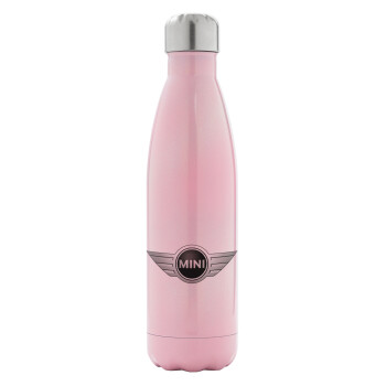 mini cooper, Metal mug thermos Pink Iridiscent (Stainless steel), double wall, 500ml