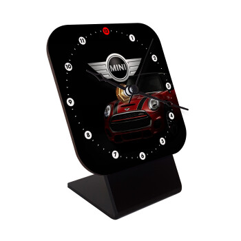 mini cooper, Επιτραπέζιο ρολόι ξύλινο με δείκτες (10cm)