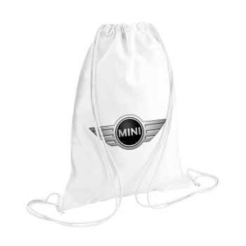 mini cooper, Τσάντα πλάτης πουγκί GYMBAG λευκή (28x40cm)