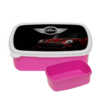 mini cooper, ΡΟΖ παιδικό δοχείο φαγητού (lunchbox) πλαστικό (BPA-FREE) Lunch Βox M18 x Π13 x Υ6cm