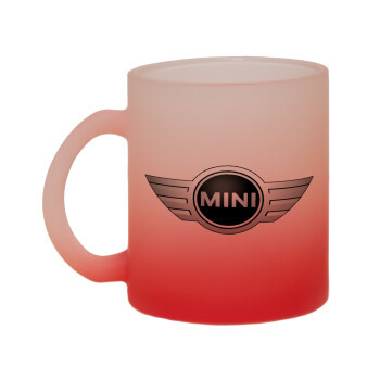 mini cooper, Κούπα γυάλινη δίχρωμη με βάση το κόκκινο ματ, 330ml