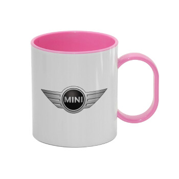 mini cooper, Κούπα (πλαστική) (BPA-FREE) Polymer Ροζ για παιδιά, 330ml