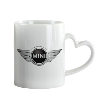 mini cooper, Mug heart handle, ceramic, 330ml