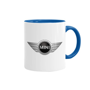 mini cooper, Mug colored blue, ceramic, 330ml