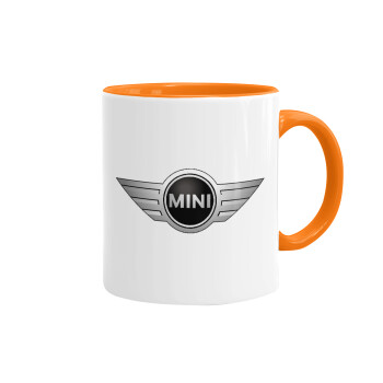 mini cooper, Mug colored orange, ceramic, 330ml