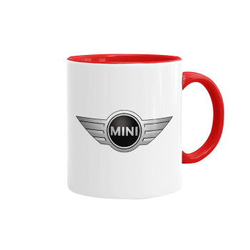mini cooper, Κούπα χρωματιστή κόκκινη, κεραμική, 330ml