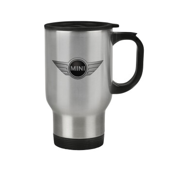 mini cooper, Stainless steel travel mug with lid, double wall 450ml