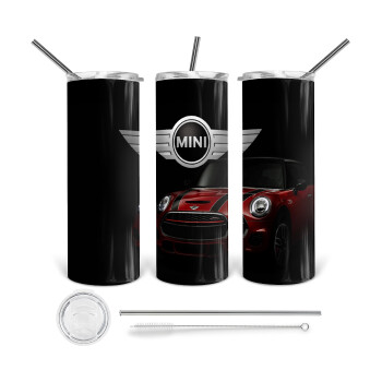 mini cooper, 360 Eco friendly stainless steel tumbler 600ml, with metal straw & cleaning brush
