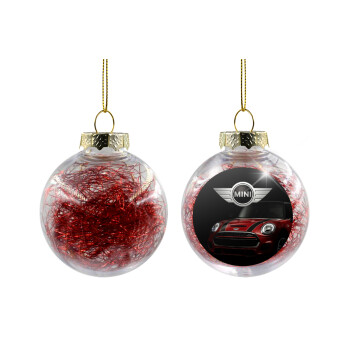 mini cooper, Χριστουγεννιάτικη μπάλα δένδρου διάφανη με κόκκινο γέμισμα 8cm