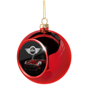 mini cooper, Χριστουγεννιάτικη μπάλα δένδρου Κόκκινη 8cm