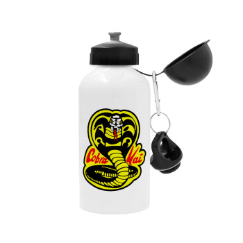 Cobra Kai Yellow, Metal water bottle, White, aluminum 500ml
