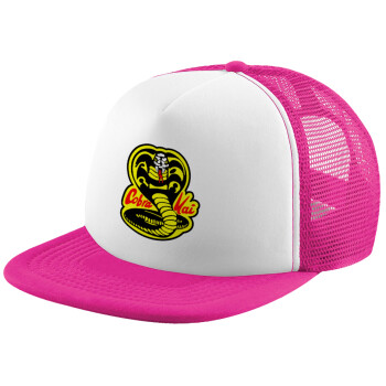 Cobra Kai Yellow, Καπέλο Soft Trucker με Δίχτυ Pink/White 