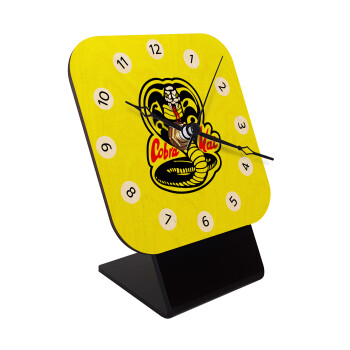 Cobra Kai Yellow, Quartz Table clock in natural wood (10cm)