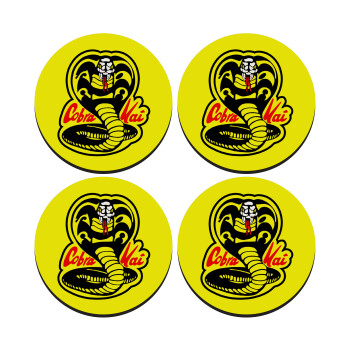 Cobra Kai Yellow, SET of 4 round wooden coasters (9cm)