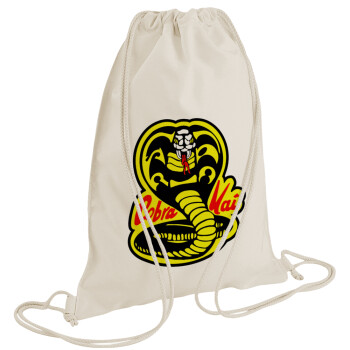 Cobra Kai Yellow, Backpack bag GYMBAG natural (28x40cm)