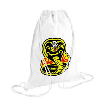 Cobra Kai Yellow, Τσάντα πλάτης πουγκί GYMBAG λευκή (28x40cm)