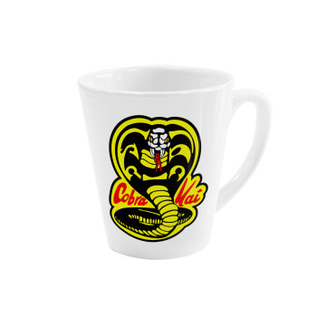 Cobra Kai Yellow, Κούπα κωνική Latte Λευκή, κεραμική, 300ml