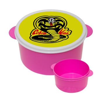 Cobra Kai Yellow, ΡΟΖ παιδικό δοχείο φαγητού (lunchbox) πλαστικό (BPA-FREE) Lunch Βox M16 x Π16 x Υ8cm