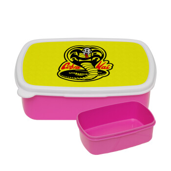 Cobra Kai Yellow, ΡΟΖ παιδικό δοχείο φαγητού (lunchbox) πλαστικό (BPA-FREE) Lunch Βox M18 x Π13 x Υ6cm