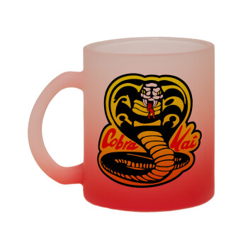 Cobra Kai Yellow, Κούπα γυάλινη δίχρωμη με βάση το κόκκινο ματ, 330ml