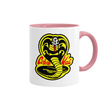 Cobra Kai Yellow, Mug colored pink, ceramic, 330ml