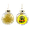 Transparent Christmas tree ball ornament with gold filling 8cm