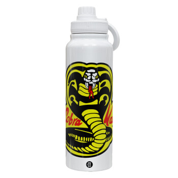 Cobra Kai Yellow, 1L Stainless Steel Thermal Bottle with Phone Holder & Double Wall Insulation