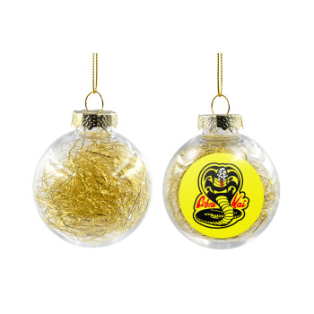 Cobra Kai Yellow, Χριστουγεννιάτικη μπάλα δένδρου διάφανη με χρυσό γέμισμα 8cm