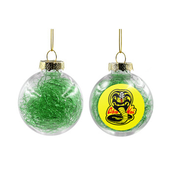 Cobra Kai Yellow, Χριστουγεννιάτικη μπάλα δένδρου διάφανη με πράσινο γέμισμα 8cm