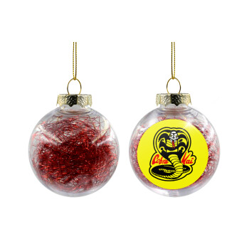 Cobra Kai Yellow, Χριστουγεννιάτικη μπάλα δένδρου διάφανη με κόκκινο γέμισμα 8cm