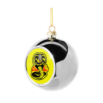 Cobra Kai Yellow, Στολίδι Χριστουγεννιάτικη μπάλα δένδρου Ασημένια 8cm