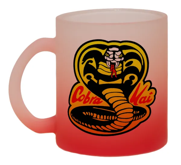 Cobra Kai Yellow — Κούπα γυάλινη δίχρωμη με βάση το κόκκινο ματ, 330ml