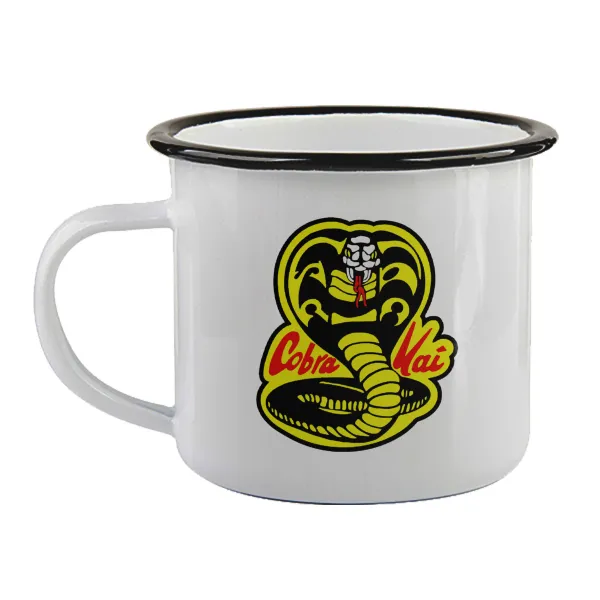 Cobra Kai Yellow — Enamel mug with black rim, 360ml