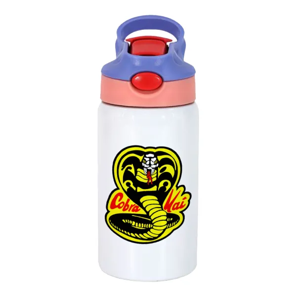 Cobra Kai Yellow — Παιδικό παγούρι θερμό, ανοξείδωτο, με καλαμάκι ασφαλείας, ροζ/μωβ (350ml)