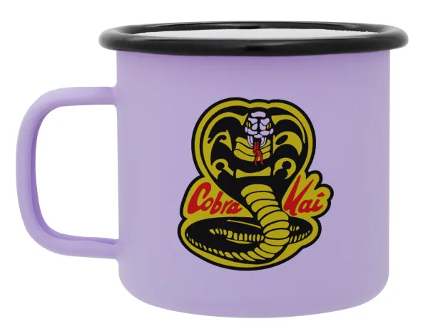 Cobra Kai Yellow — Metal enamel mug, matte light pastel purple, 360ml