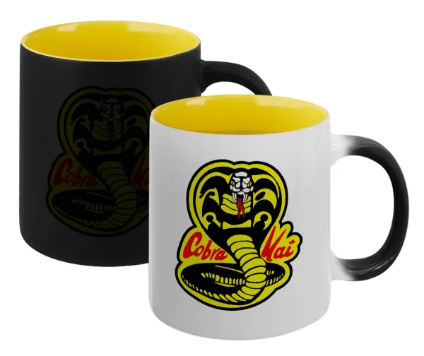 Cobra Kai Yellow — Κούπα Μαγική εσωτερικό κίτρινη, κεραμική 330ml που αλλάζει χρώμα με το ζεστό ρόφημα