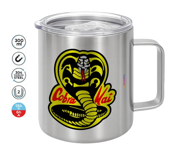 Cobra Kai Yellow — Double-walled stainless steel mug 300ml with temperature-retaining lid