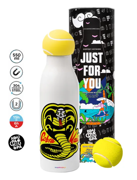 Cobra Kai Yellow — Μπάλα τένις μεταλλικό παγούρι θερμός, διπλού τοιχώματος, 550ml