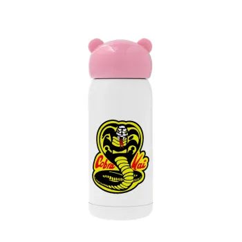 Cobra Kai Yellow, Pink stainless steel thermal flask, 320ml