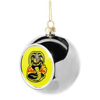 Cobra Kai Yellow, Silver 8cm Christmas tree ball ornament