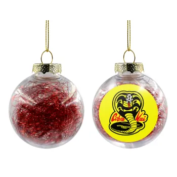 Cobra Kai Yellow, Transparent Christmas tree ball ornament with red filling 8cm