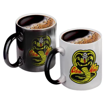 Cobra Kai Yellow, Color changing magic Mug, ceramic, 330ml when adding hot liquid inside, the black colour desappears (1 pcs)