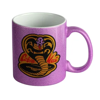 Cobra Kai Yellow, Κούπα Μωβ Glitter που γυαλίζει, κεραμική, 330ml